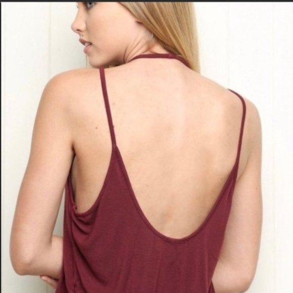 🎈4 for $40🎈Brandy Melville Maroon Strappy cotton blend Sonya Crop Tank - Picture 6 of 7